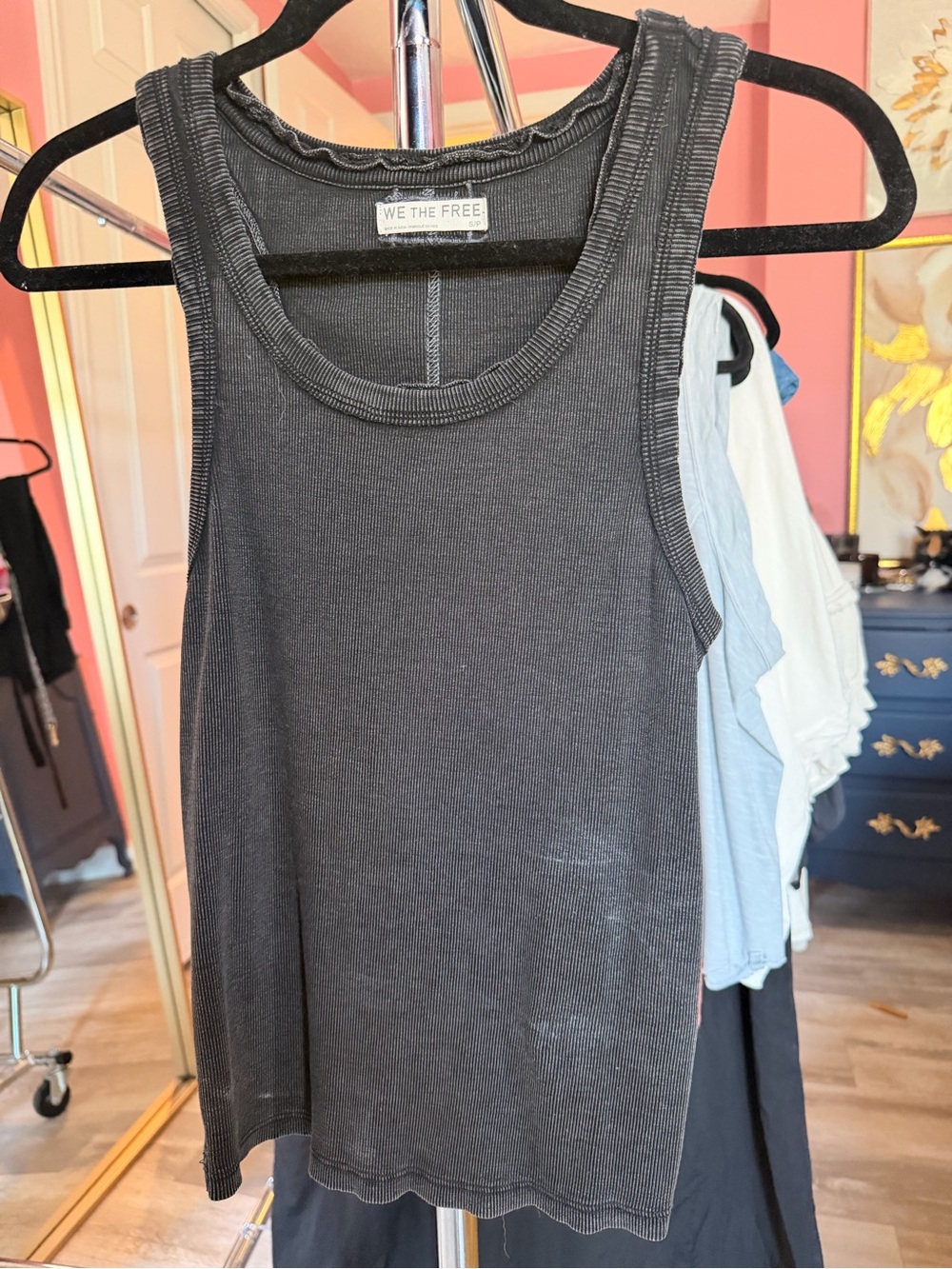 We The Free Charcoal Ribbed Scoop Tank